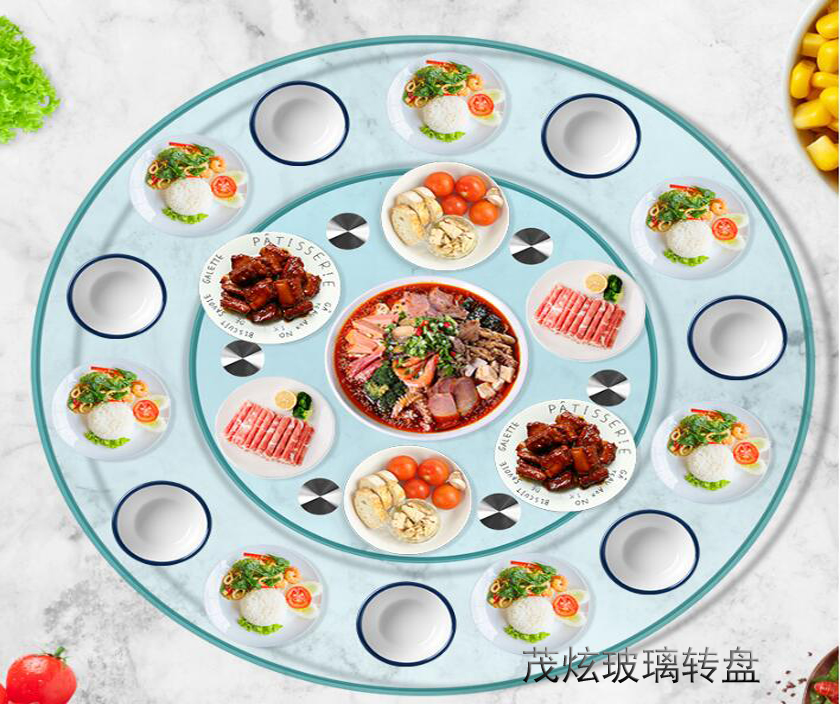 酒店用餐桌玻璃轉(zhuǎn)盤，透明玻璃轉(zhuǎn)盤底座圖片